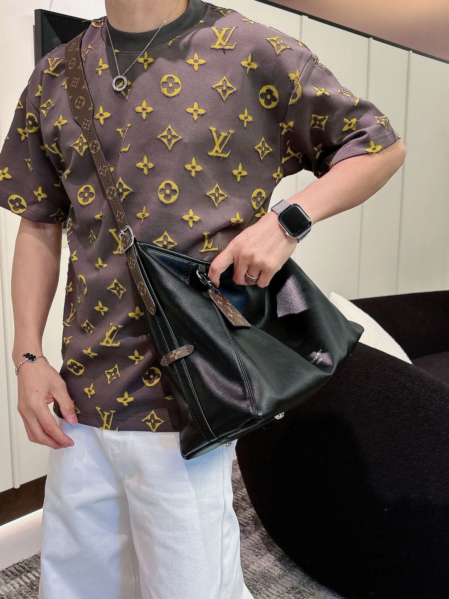 Louis Vuitton/Louis Vuitton 26ss full width presbyopia burnt short sleeves